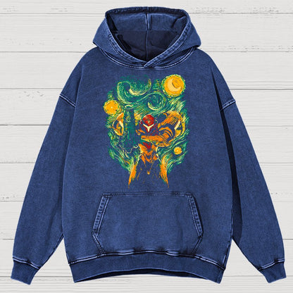 Cosmic Hunter Vintage Distressed Hoodie