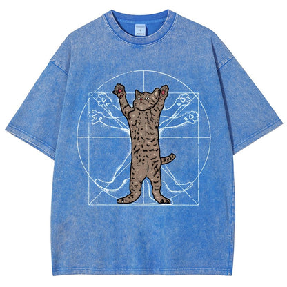 vitruvian cat Vintage Distressed T-shirt