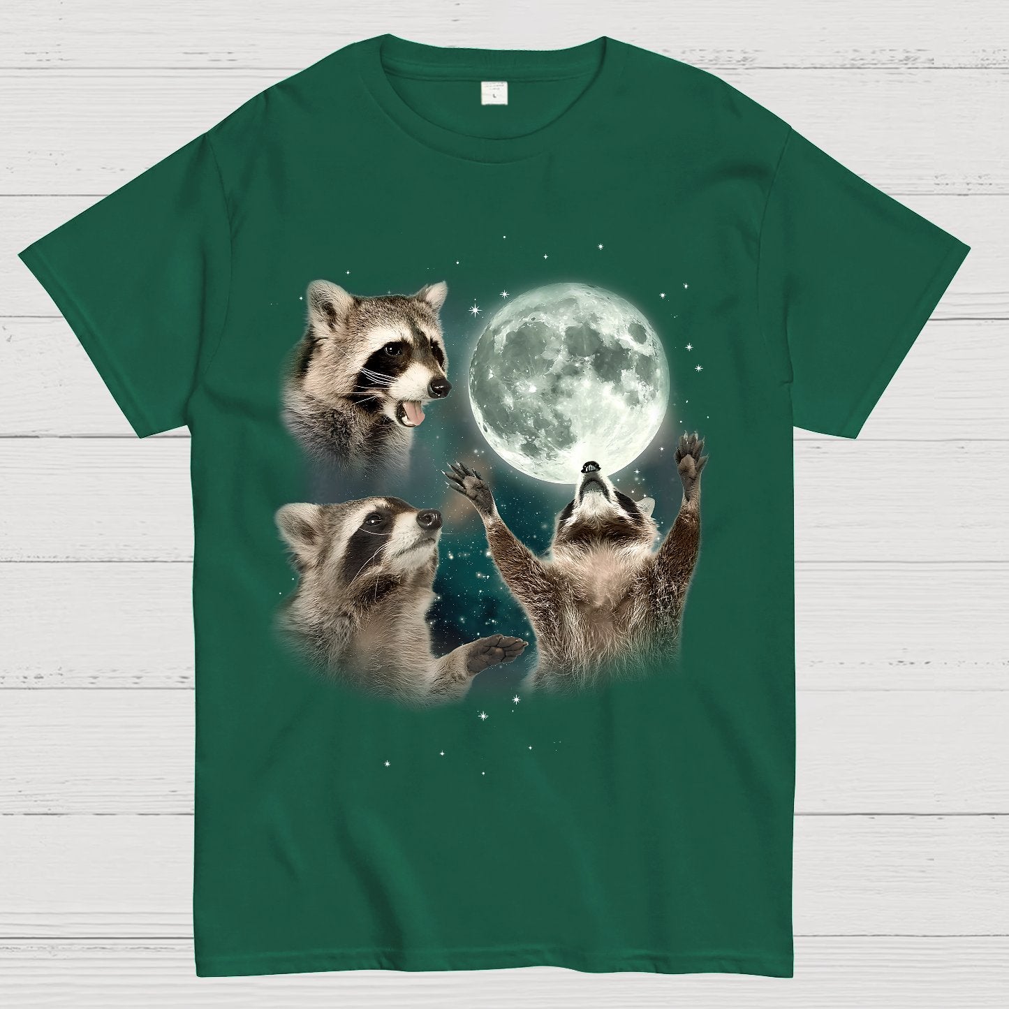 Three Raccoons Moon Geeky T-Shirt