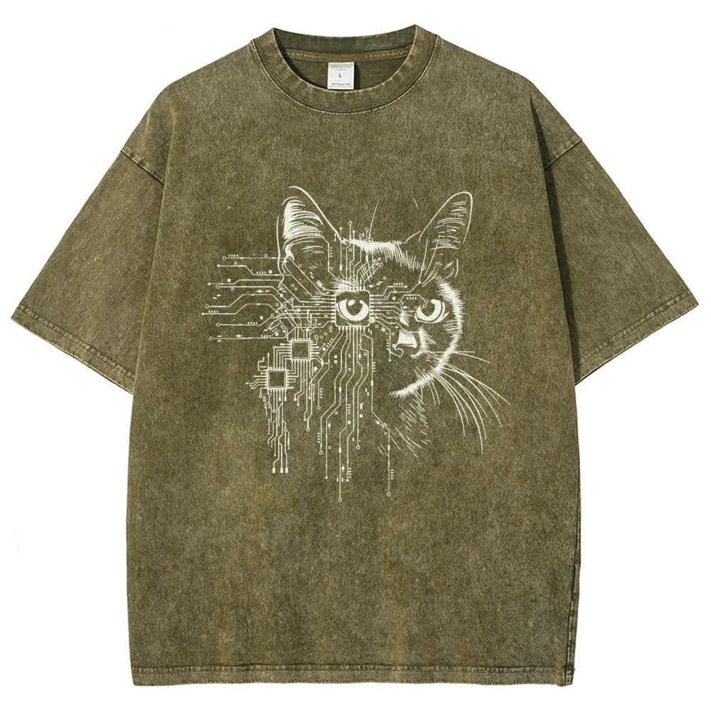 Future Cat Vintage Distressed T-shirt