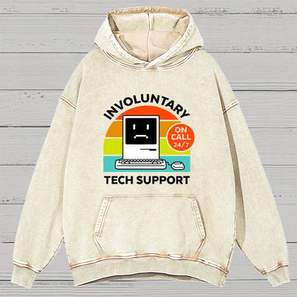 Overthinking Mode ON! Involuntary Tech Support Vintage Distressed Hoodie