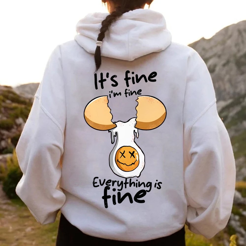 Everything is fine Printed Back Unisex Cotton Hoodie