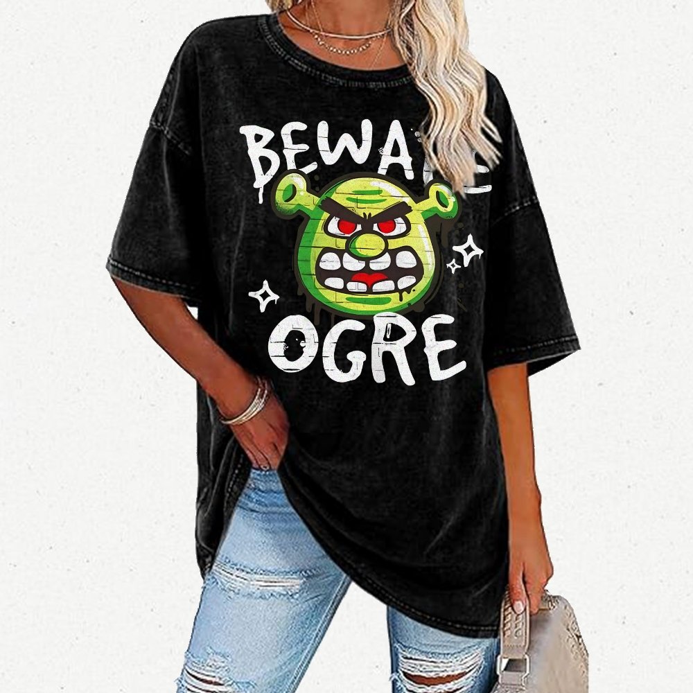 Beware Ogre Graffiti Vintage Distressed T-shirt