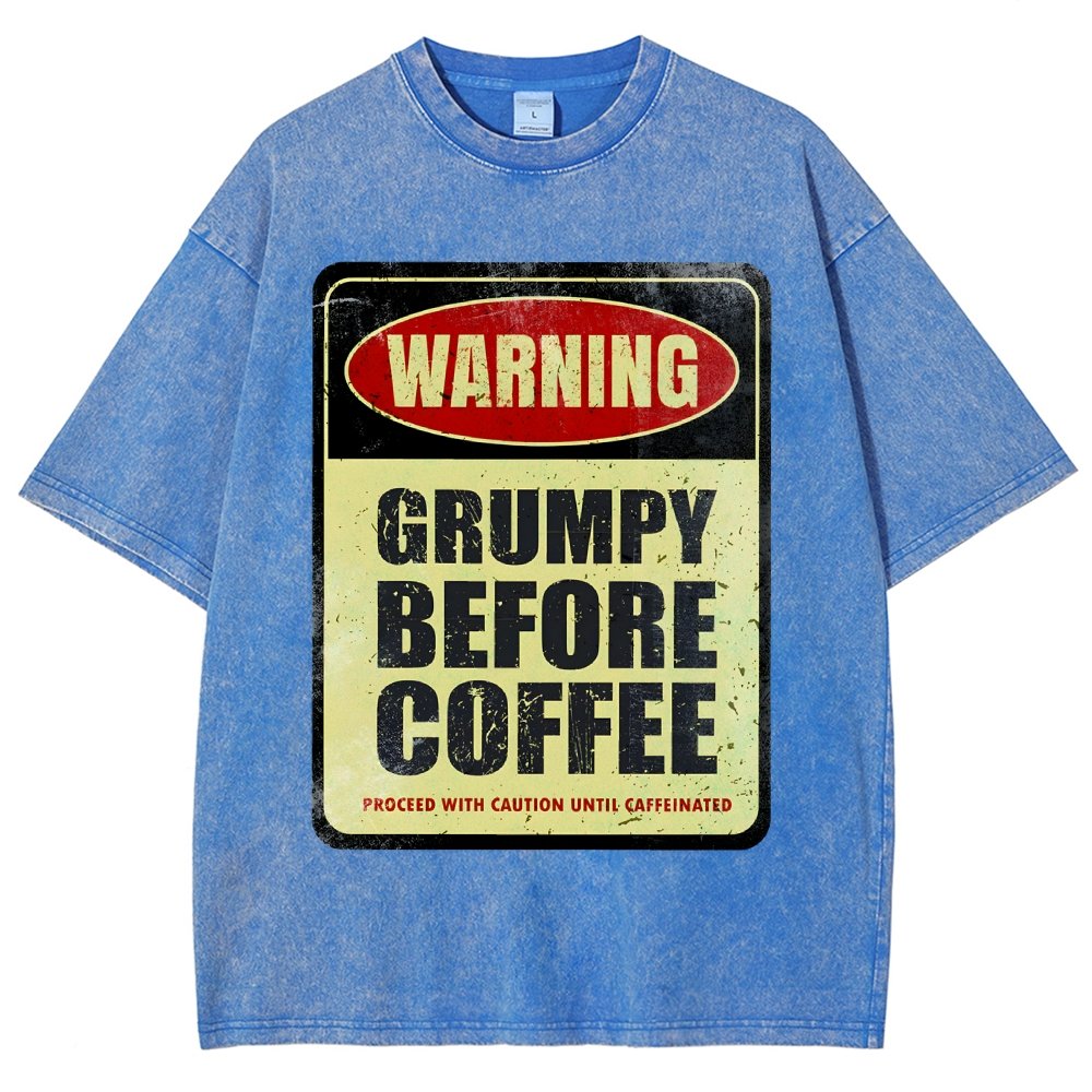 Grumpy Before Coffee Vintage Distressed T-shirt 2412001060