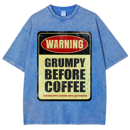 Grumpy Before Coffee Vintage Distressed T-shirt 2412001060