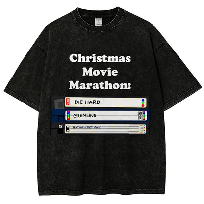 Christmas Movie Marathon Vintage Distressed T-shirt