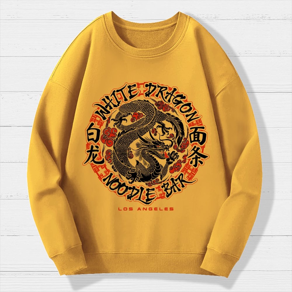 White Dragon Noodle Bar Oversized Geek Cotton Sweatshirt
