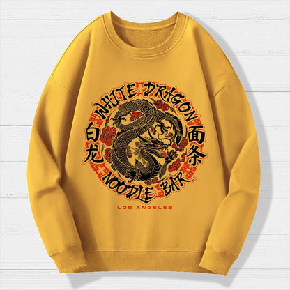 White Dragon Noodle Bar Oversized Geek Cotton Sweatshirt