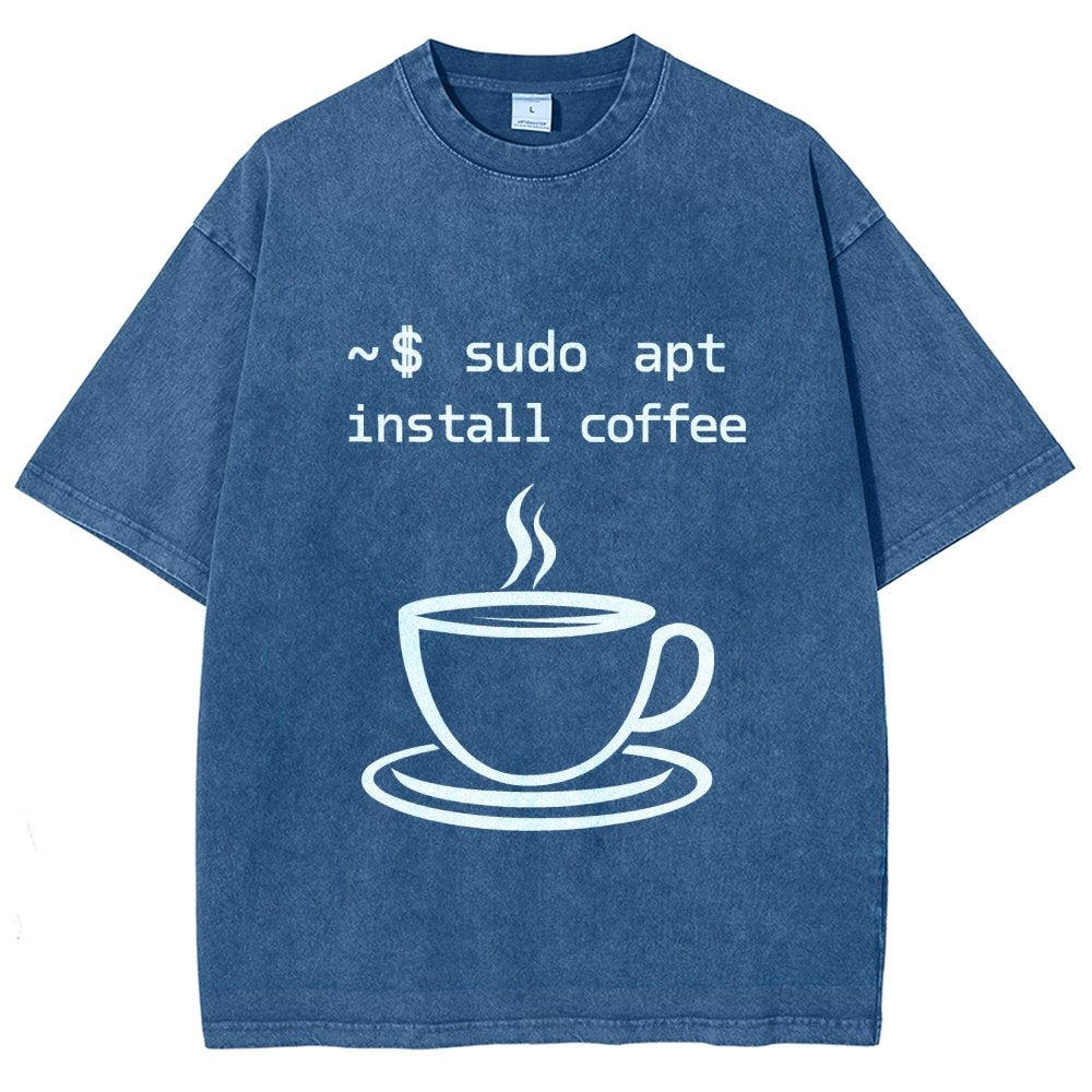 Sudo Apt-Get Install Coffee Vintage Distressed T-shirt