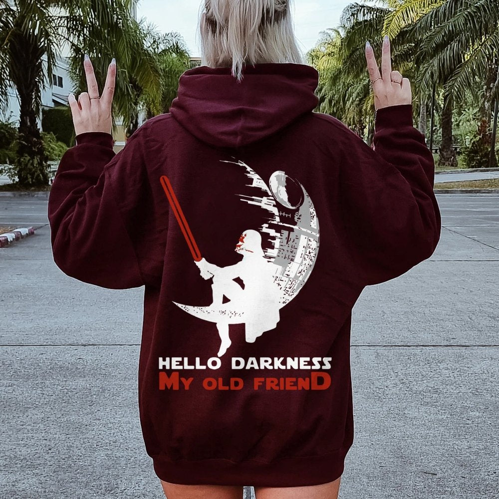 Hello Darkness My Old Friend Printed Back Unisex Cotton Hoodie