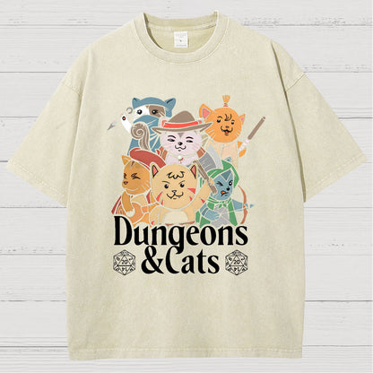 Dungeons and Cats Vintage Distressed T-shirt