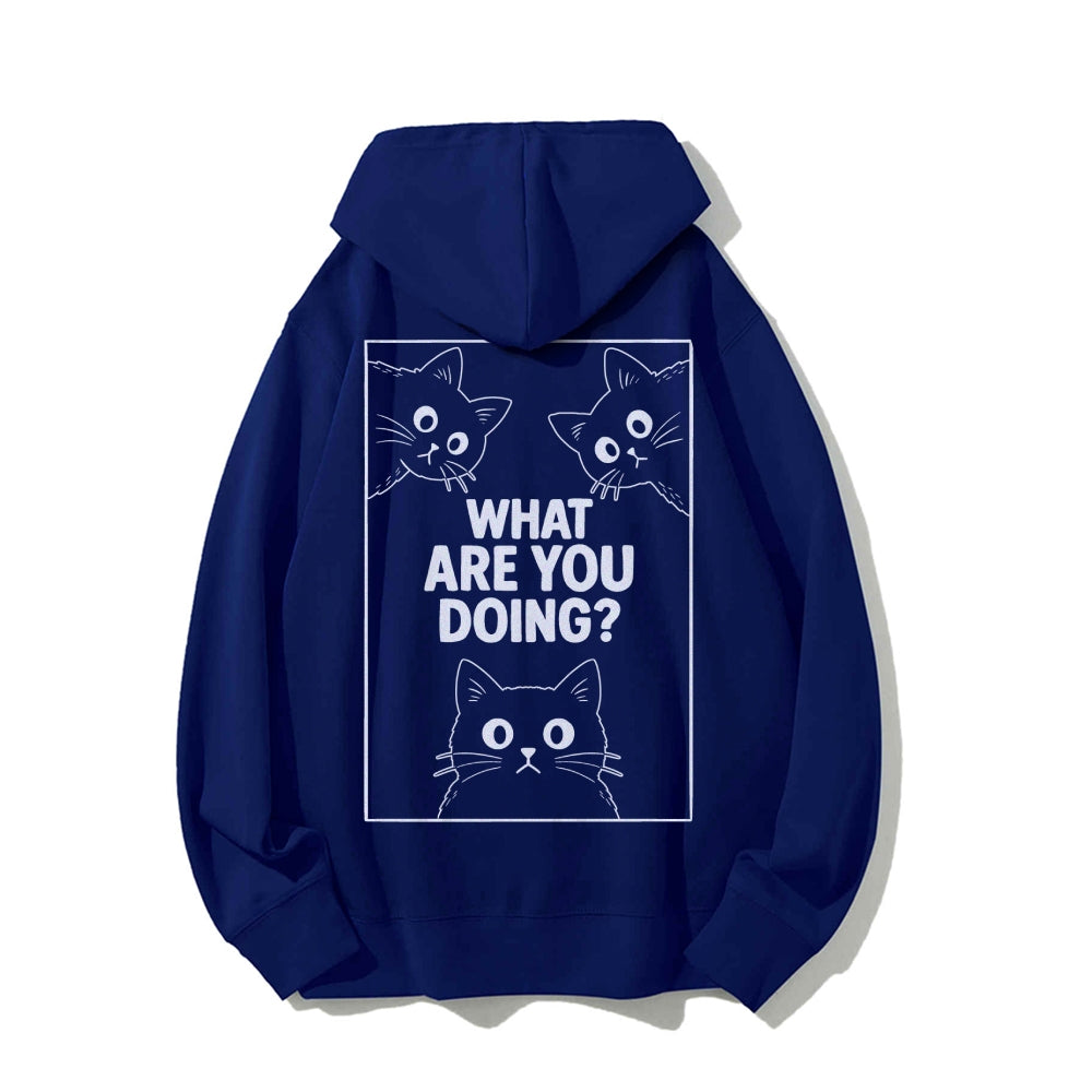 What Are You Doing Printed Back Unisex Cotton Hoodie