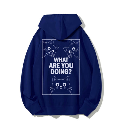 What Are You Doing Printed Back Unisex Cotton Hoodie