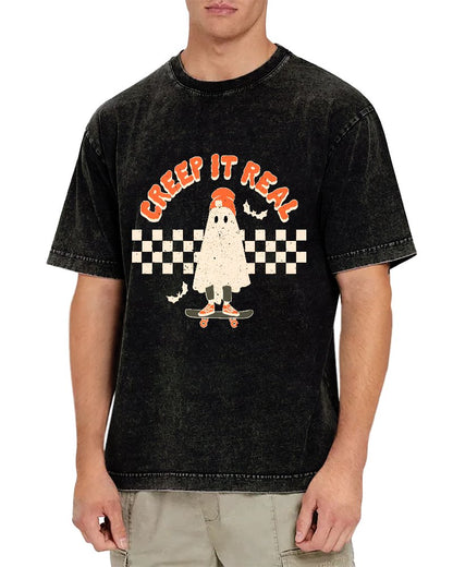 Creep it Real Vintage Ghost Halloween Vintage Distressed T-shirt