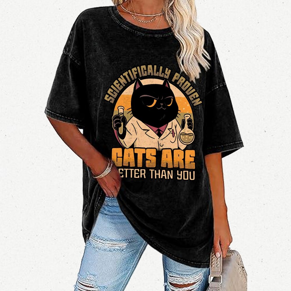 Cats Are Better Vintage Distressed T-shirt