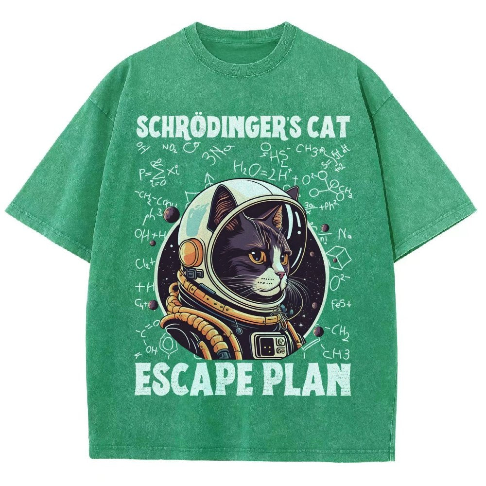 Funny Schrödinger's Cat Escape Plan Science Vintage Distressed T-shirt