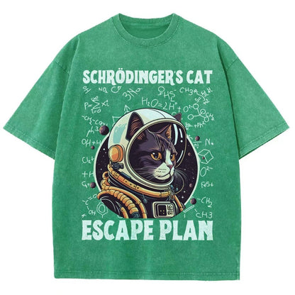 Funny Schrödinger's Cat Escape Plan Science Vintage Distressed T-shirt