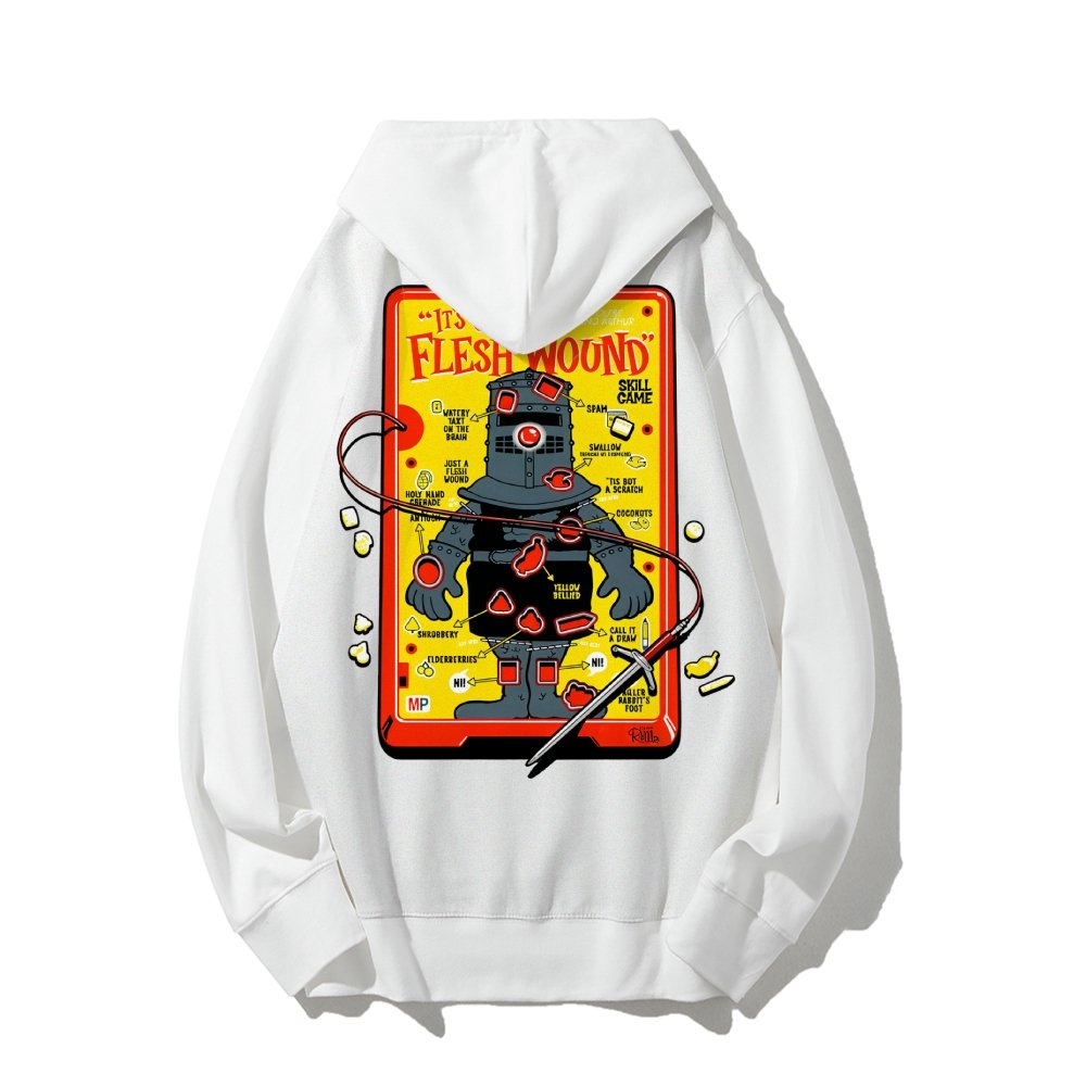 Flesh Wound Skill Game Nerdy Printed Back Cotton Hoodie