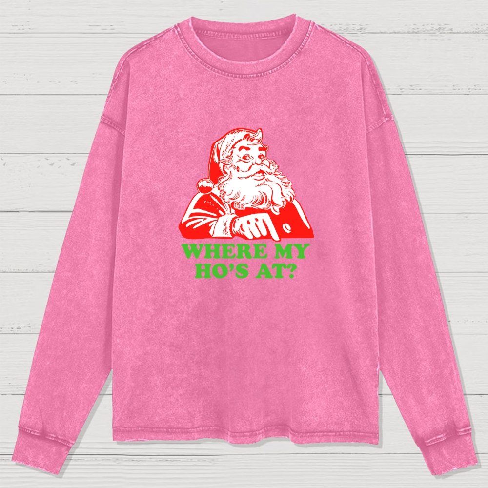 Ho Ho Ho Christmas Washed Long Sleeve Tee