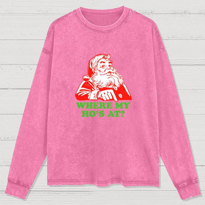 Ho Ho Ho Christmas Washed Long Sleeve Tee