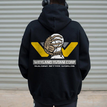 Mysterious Creatures Building Better Worlds Printed Back Unisex Cotton Hoodie