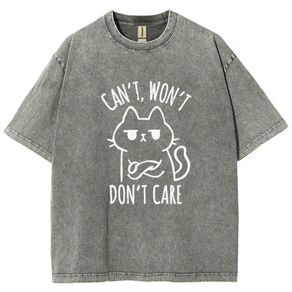 Can't Won't Don't Care Vintage Distressed T-shirt