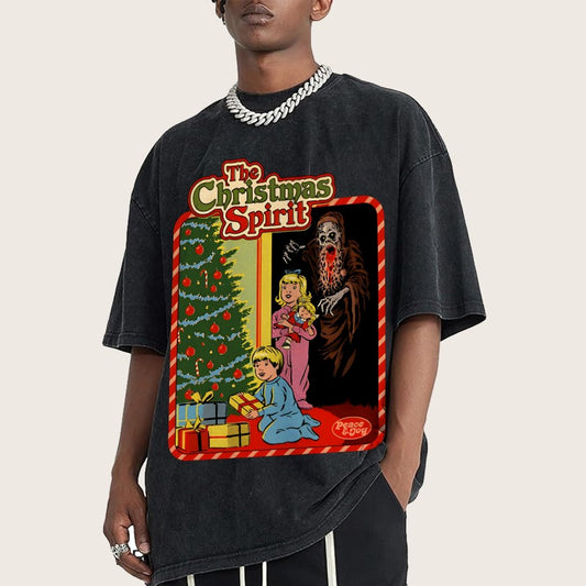 The Christmas Spirit Vintage Distressed T-shirt