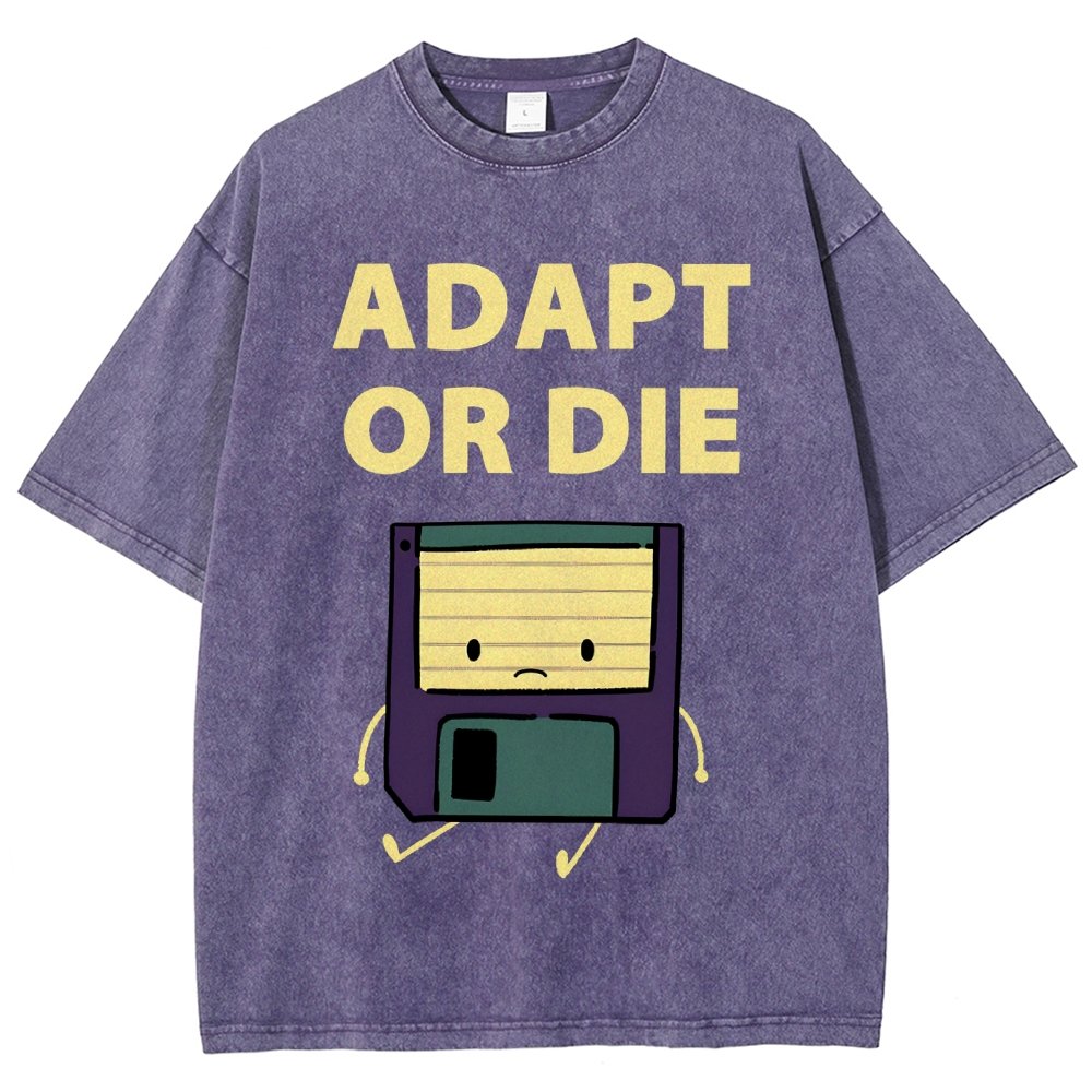 Adapt or Die Floppy Disk Vintage Distressed T-shirt