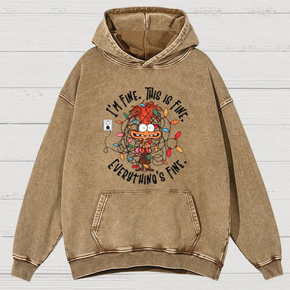 I'm Fine This Is Fine Everything Is Fine Christmas Light  Vintage Distressed Hoodie