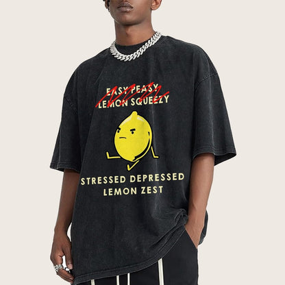 Stressed Depressed Lemon Zest Vintage Distressed T-shirt