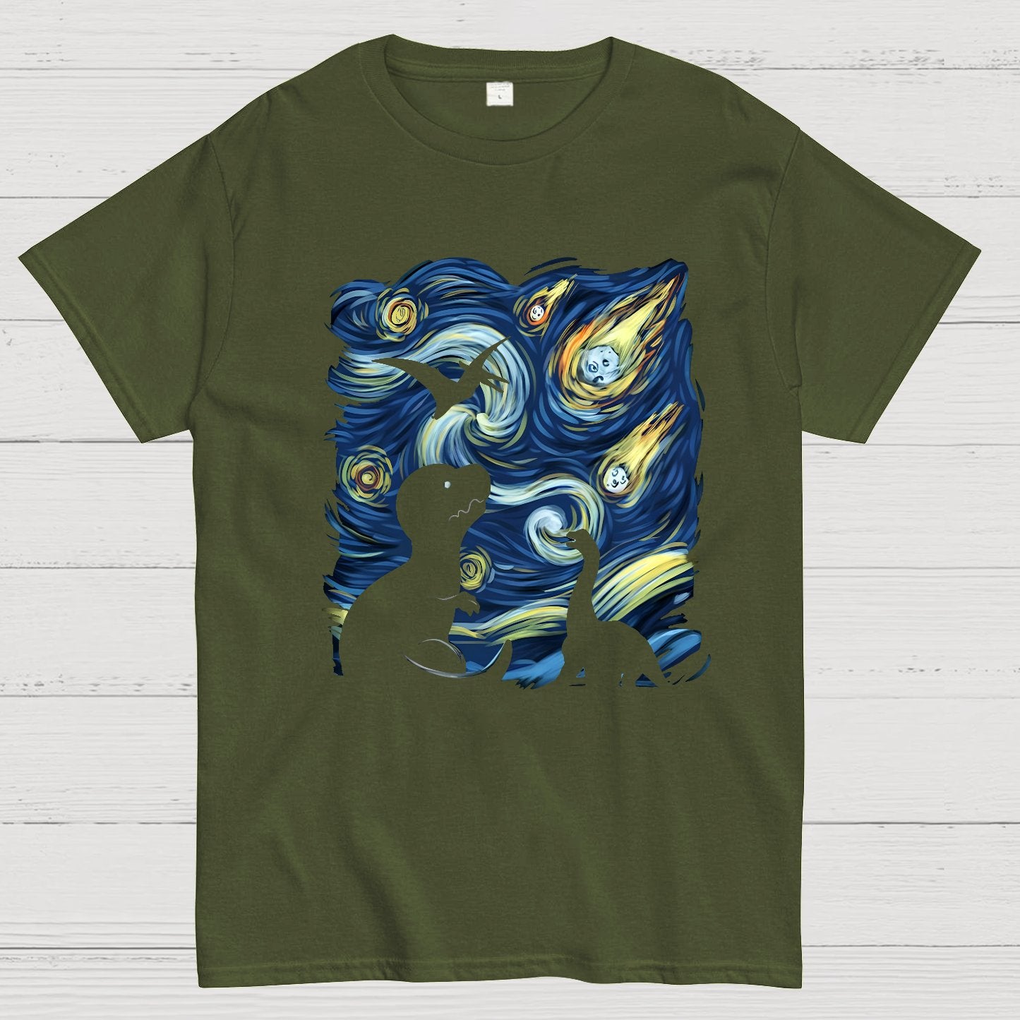 Dinosaurs in the starrynight Geeky T-Shirt