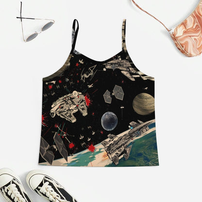 Print  Women's Geek Suspender Cami Set