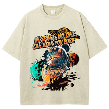 In Space No One Can Hear You Purr Vintage Distressed T-shirt