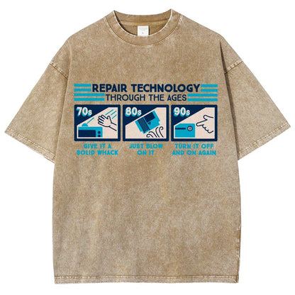 Repair Technology Through the Ages Vintage Distressed T-shirt