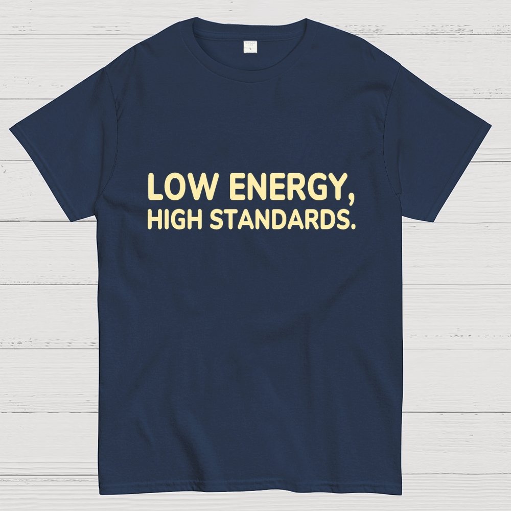 Low Energy, High Standards. Geek T-Shirt