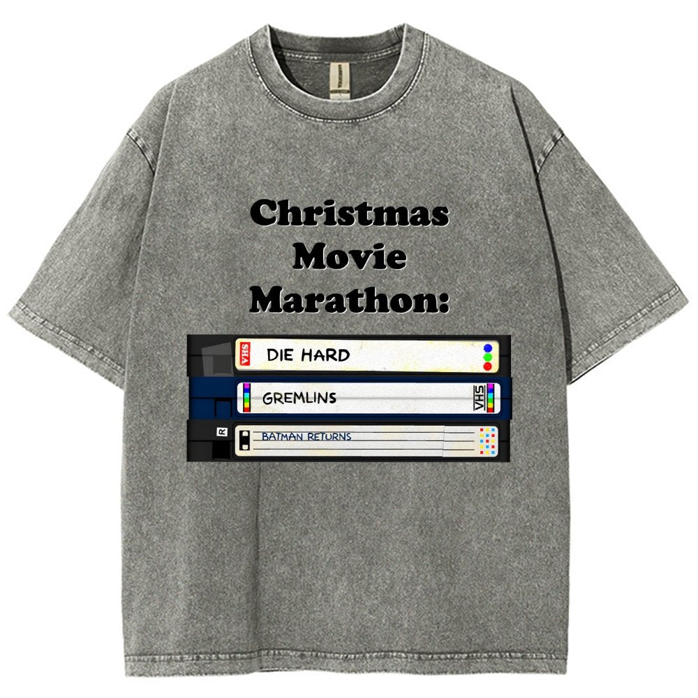 Christmas Movie Marathon Vintage Distressed T-shirt