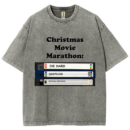 Christmas Movie Marathon Vintage Distressed T-shirt
