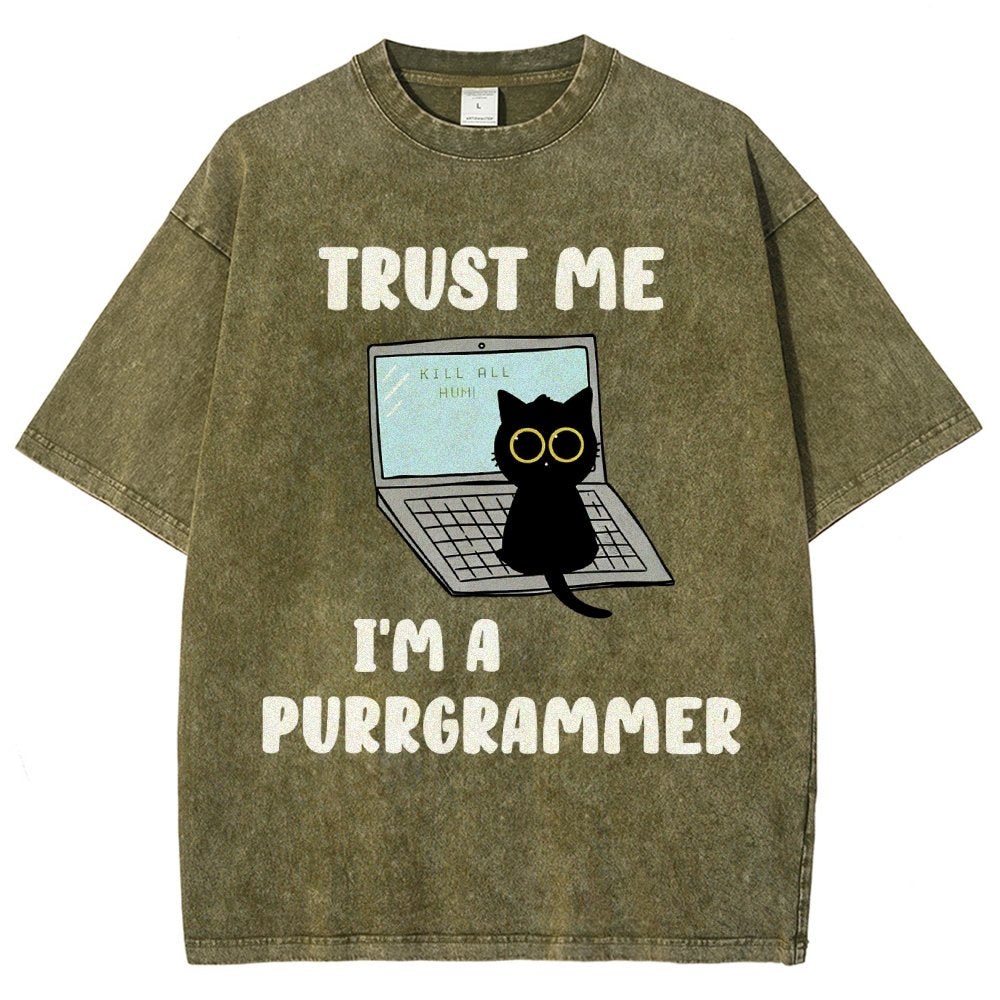 Trust Me Kill All Homi 00 I'm A Purrgrammer Vintage Distressed T-shirt