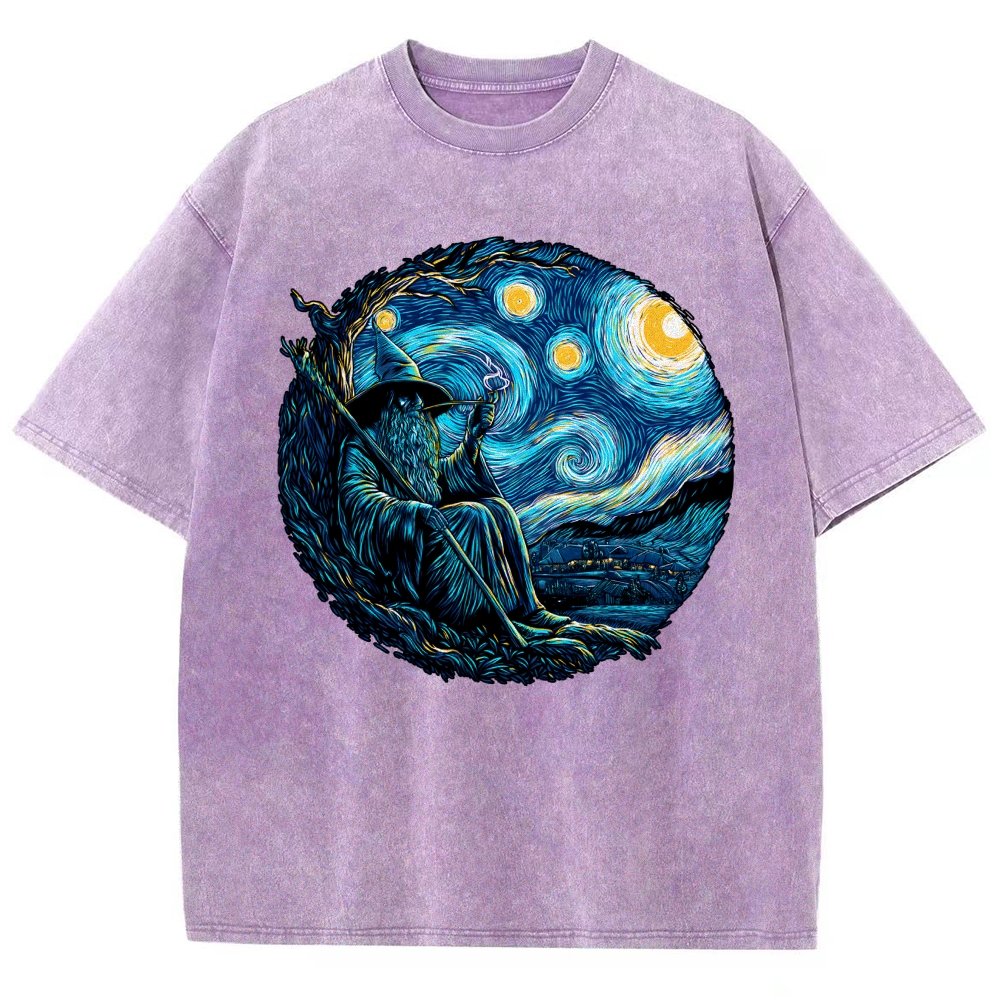 Starry Wizard Vintage Distressed T-shirt