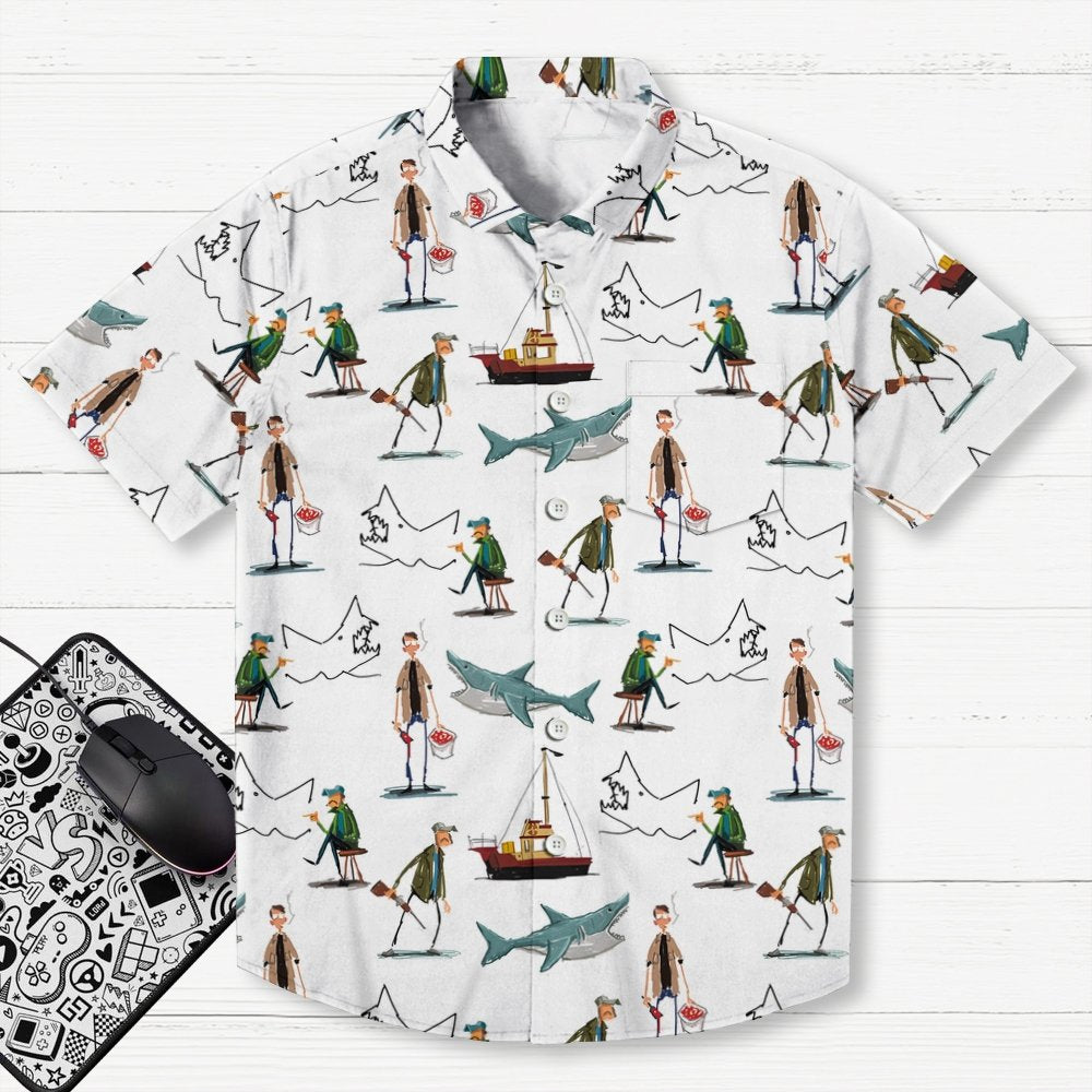 Shark Art Printed Geek Hawaiian Shirt