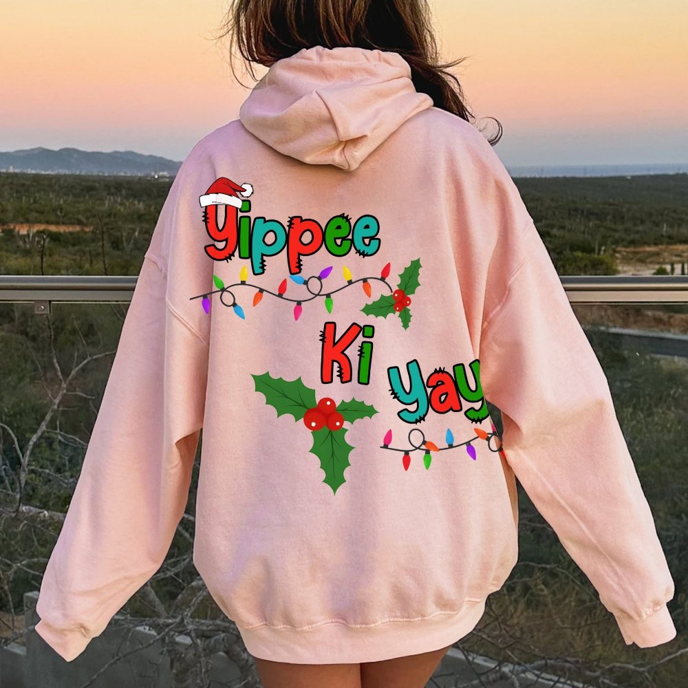 Yippee Ki Yay Christmas Printed Back Cotton Hoodie