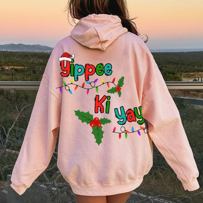 Yippee Ki Yay Christmas Printed Back Cotton Hoodie