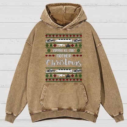 Yippee Ki-Yay Mother Christmas Ugly Vintage Distressed Hoodie
