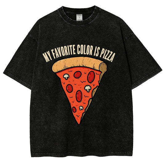 My Favorite Color is Pizza Funny Vintage Distressed T-shirt