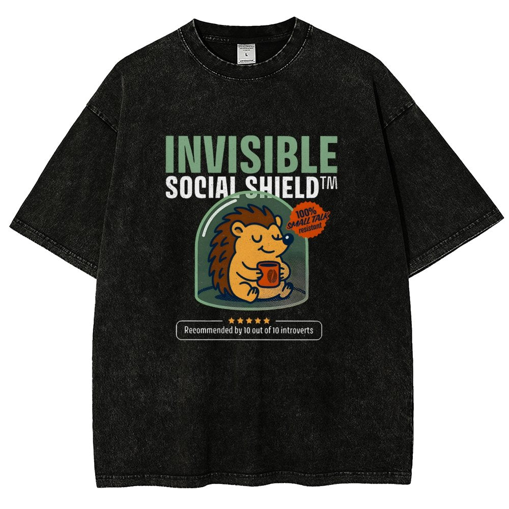 Invisible Social Shield Vintage Distressed T-shirt