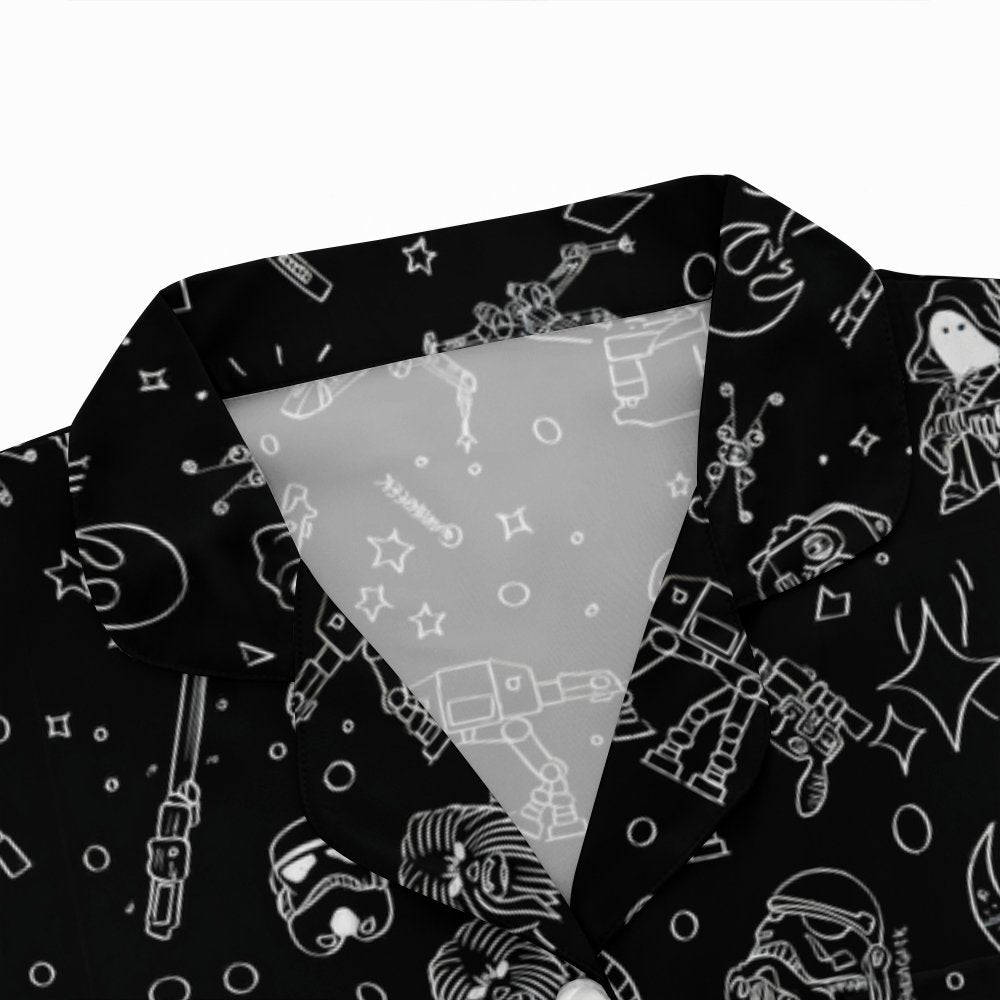 Simple Strokes Of Planet Spaceship Geek Long Sleeve Pajama Set
