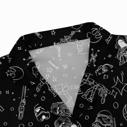 Simple Strokes Of Planet Spaceship Geek Long Sleeve Pajama Set