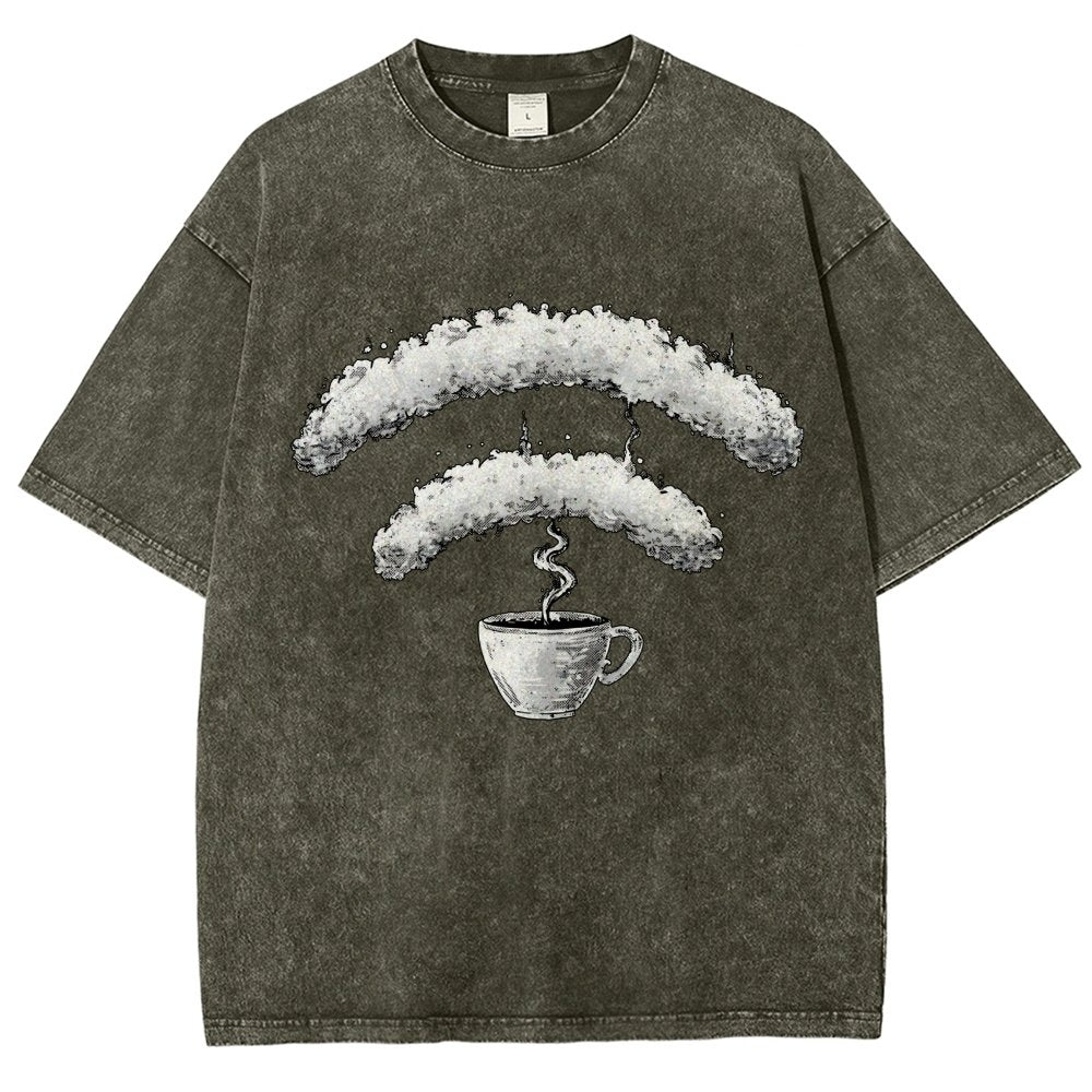 Connected Through Caffeine Vintage Distressed T-shirt