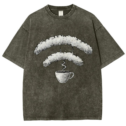 Connected Through Caffeine Vintage Distressed T-shirt