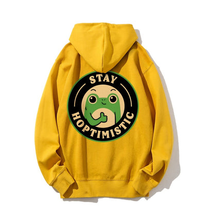 Stay Hoptimistic Printed Back Unisex Cotton Hoodie